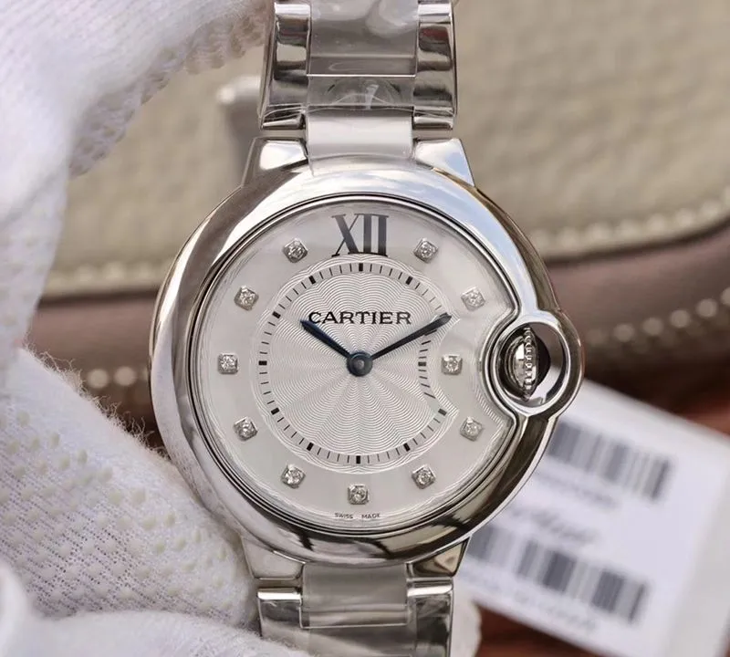 Ballon Bleu De Cartier 33mm V6 Factory 1:1 Best Edition Replica Watch Swiss Quartz ETA157 White Dial