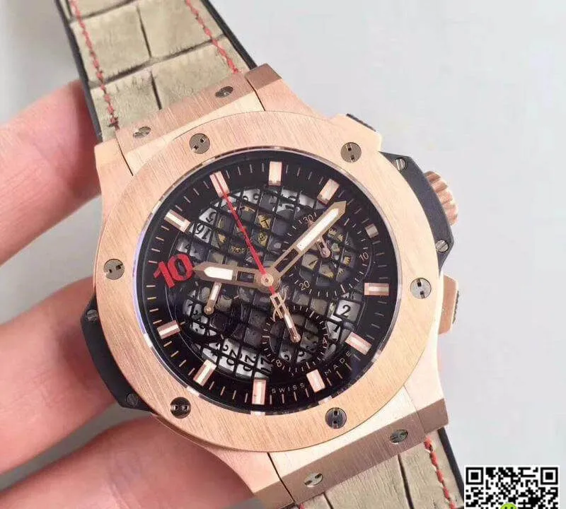 Hublot Big Bang 10 Years 1:1 Best Edition Replica Watch Swiss ETA4100 Black Skeleton Dial