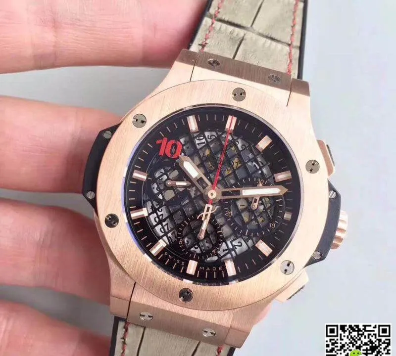 Hublot Big Bang 10 Years 1:1 Best Edition Replica Watch Swiss ETA4100 Black Skeleton Dial