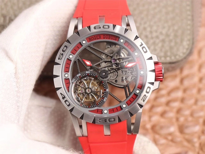 Roger Dubuis Excalibur Spider RDDBEX0572 Hollow Flight Tourbillon JB Factory 1:1 Best Edition Replica Watch Red Strap Swiss RD505SQ