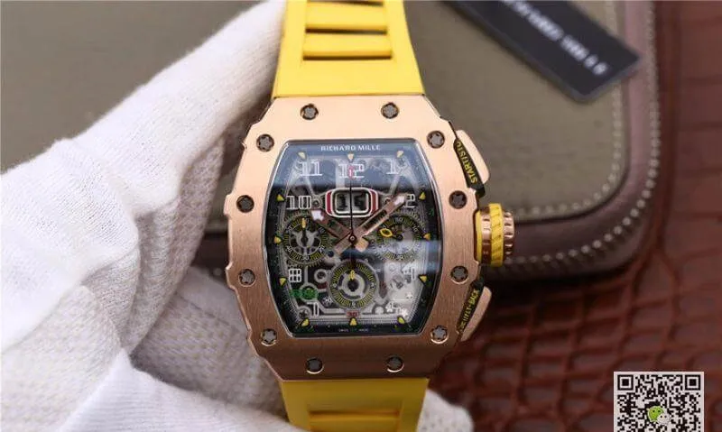 Richard Mille RM11-03 KV Factory 1:1 Best Edition Replica Watch Swiss ETA7750 Yellow Strap