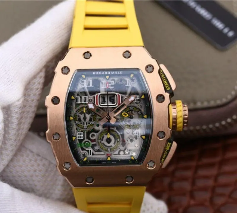 Richard Mille RM11-03 KV Factory 1:1 Best Edition Replica Watch Swiss ETA7750 Yellow Strap