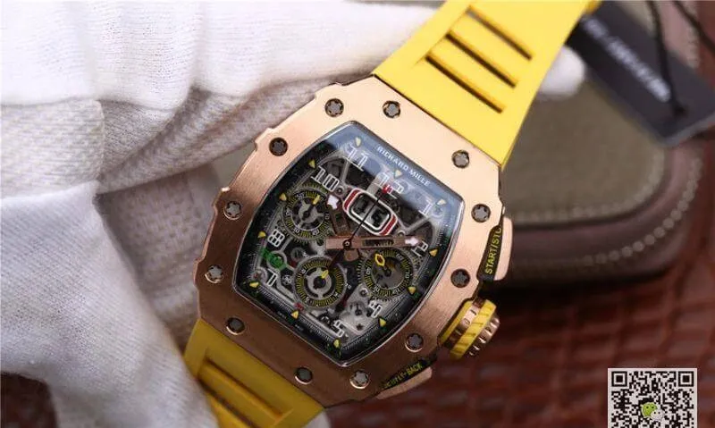 Richard Mille RM11-03 KV Factory 1:1 Best Edition Replica Watch Swiss ETA7750 Yellow Strap
