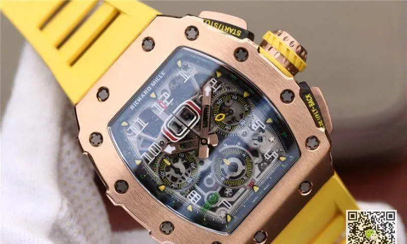 Richard Mille RM11-03 KV Factory 1:1 Best Edition Replica Watch Swiss ETA7750 Yellow Strap
