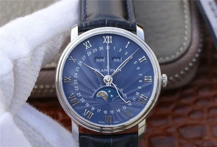 Blancpain Villeret 6654-1529-55B OM Factory 1:1 Best Edition Replica Watch V2 Blue Strap