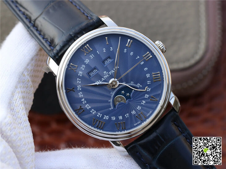 Blancpain Villeret 6654-1529-55B OM Factory 1:1 Best Edition Replica Watch V2 Blue Strap