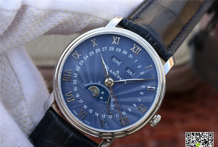 Blancpain Villeret 6654-1529-55B OM Factory 1:1 Best Edition Replica Watch V2 Blue Strap