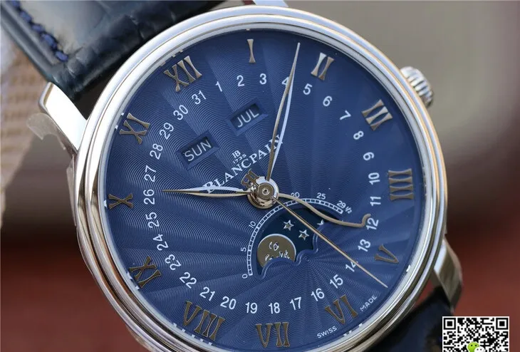 Blancpain Villeret 6654-1529-55B OM Factory 1:1 Best Edition Replica Watch V2 Blue Strap