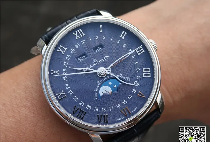 Blancpain Villeret 6654-1529-55B OM Factory 1:1 Best Edition Replica Watch V2 Blue Strap