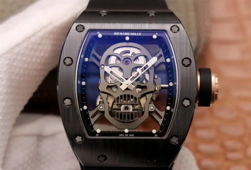 Richard Mille RM052-01 ZF Factory 1:1 Best Edition Replica Watch Black Ceramic Grey Skull Dial Swiss Manual Mechanical Movement