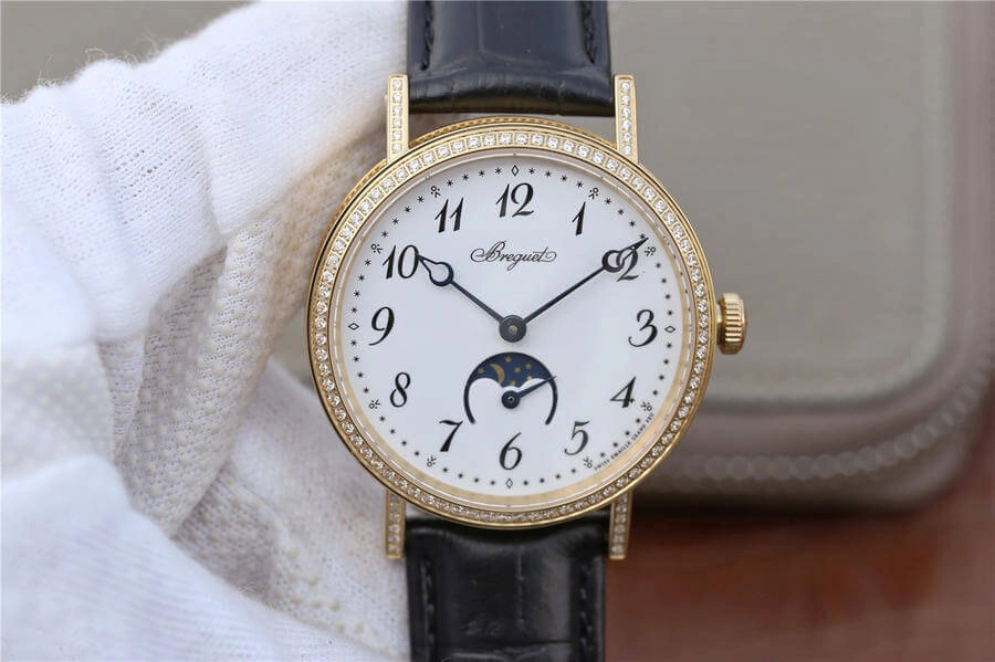 Breguet Classique Moonphase 9087BB 29 964 TW Factory 1:1 Best Edition Replica Watch Gold Diamond