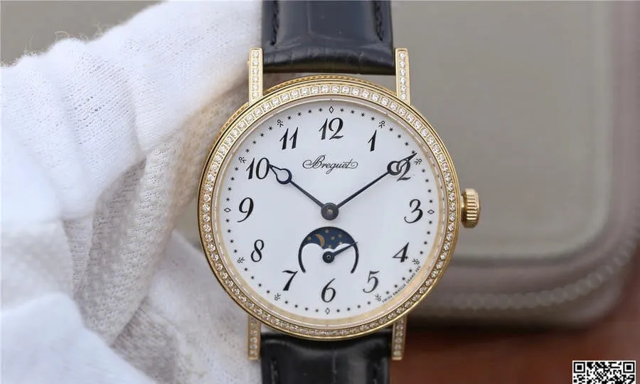 Breguet Classique Moonphase 9087BB 29 964 TW Factory 1:1 Best Edition Replica Watch Gold Diamond