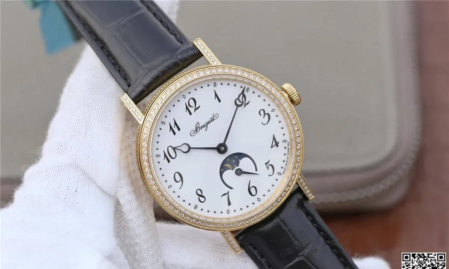 Breguet Classique Moonphase 9087BB 29 964 TW Factory 1:1 Best Edition Replica Watch Gold Diamond
