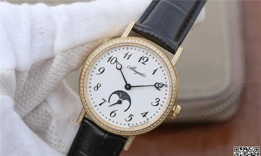 Breguet Classique Moonphase 9087BB 29 964 TW Factory 1:1 Best Edition Replica Watch Gold Diamond