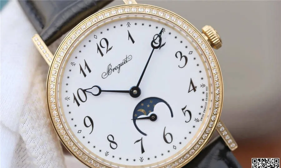 Breguet Classique Moonphase 9087BB 29 964 TW Factory 1:1 Best Edition Replica Watch Gold Diamond