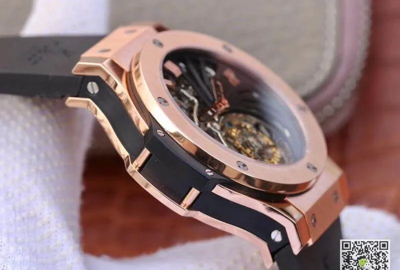 Hublot Big Bang hollow tourbillon 1:1 Best Edition Replica Watch Swiss Seagull hand-winding tourbillon movement 18K Rose Gold