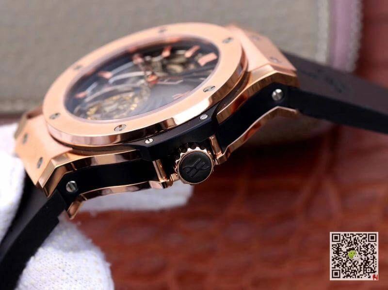 Hublot Big Bang hollow tourbillon 1:1 Best Edition Replica Watch Swiss Seagull hand-winding tourbillon movement 18K Rose Gold