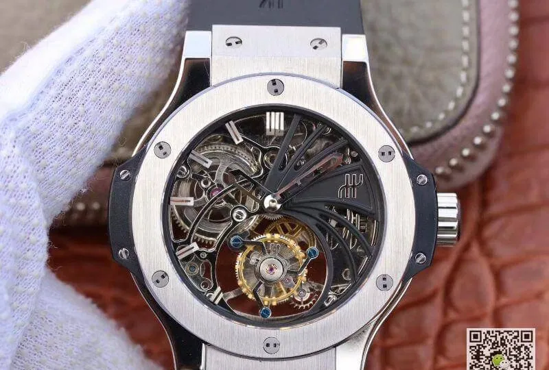 Hublot Big Bang hollow tourbillon 1:1 Best Edition Replica Watch Swiss Seagull hand-winding tourbillon movement Skeleton Dial