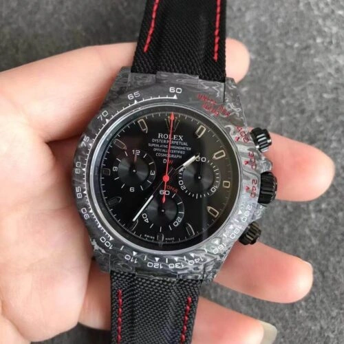 Rolex Daytona Cosmograph Carbon Fiber Diw Customized Version Noob Factory 1:1 Best Edition Replica Watch Black Dial Swiss ETA4130