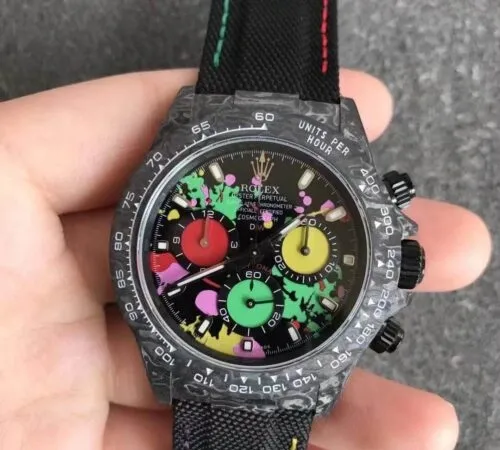 Rolex Daytona Cosmograph Carbon Fiber Diw Customized Version Noob Factory 1:1 Best Edition Replica Watch Color Dial Swiss ETA4130