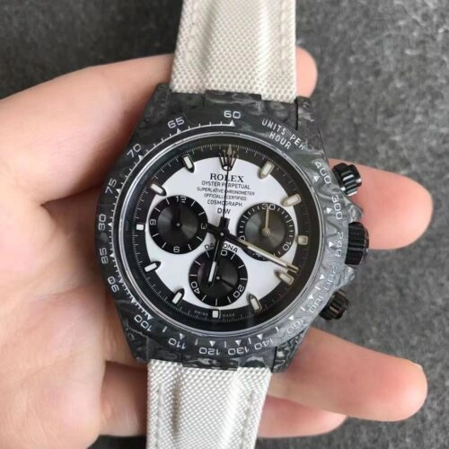 Rolex Daytona Cosmograph Carbon Fiber Diw Customized Version Noob Factory 1:1 Best Edition Replica Watch White Dial Swiss ETA4130