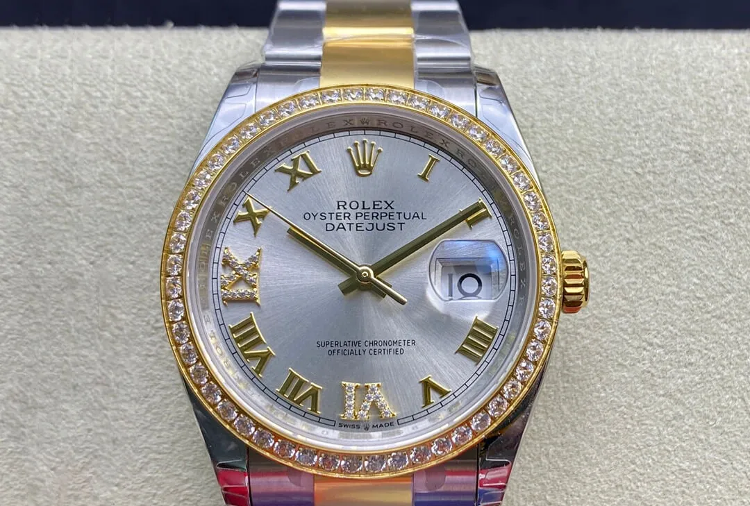 Rolex Datejust M126283RBR-0018 EW Factory 1:1 Best Edition Replica Watch Gold Diamond Bezel