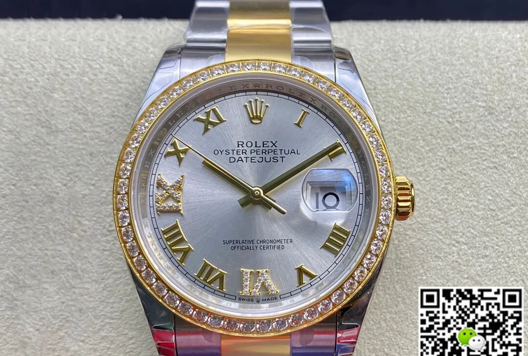 Rolex Datejust M126283RBR-0018 EW Factory 1:1 Best Edition Replica Watch Gold Diamond Bezel