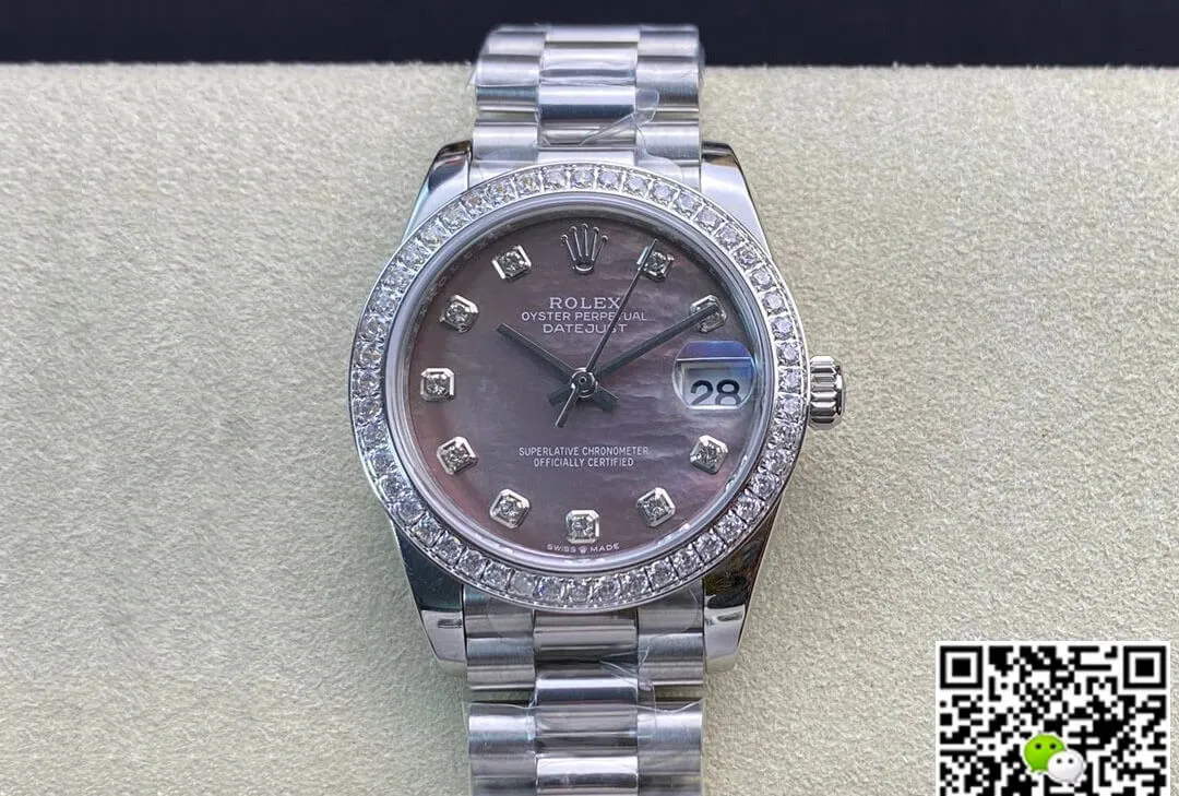 Rolex Datejust M178384-0019 31MM EW Factory 1:1 Best Edition Replica Watch Diamond-set Dial