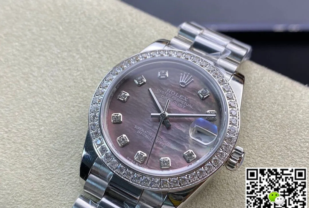 Rolex Datejust M178384-0019 31MM EW Factory 1:1 Best Edition Replica Watch Diamond-set Dial