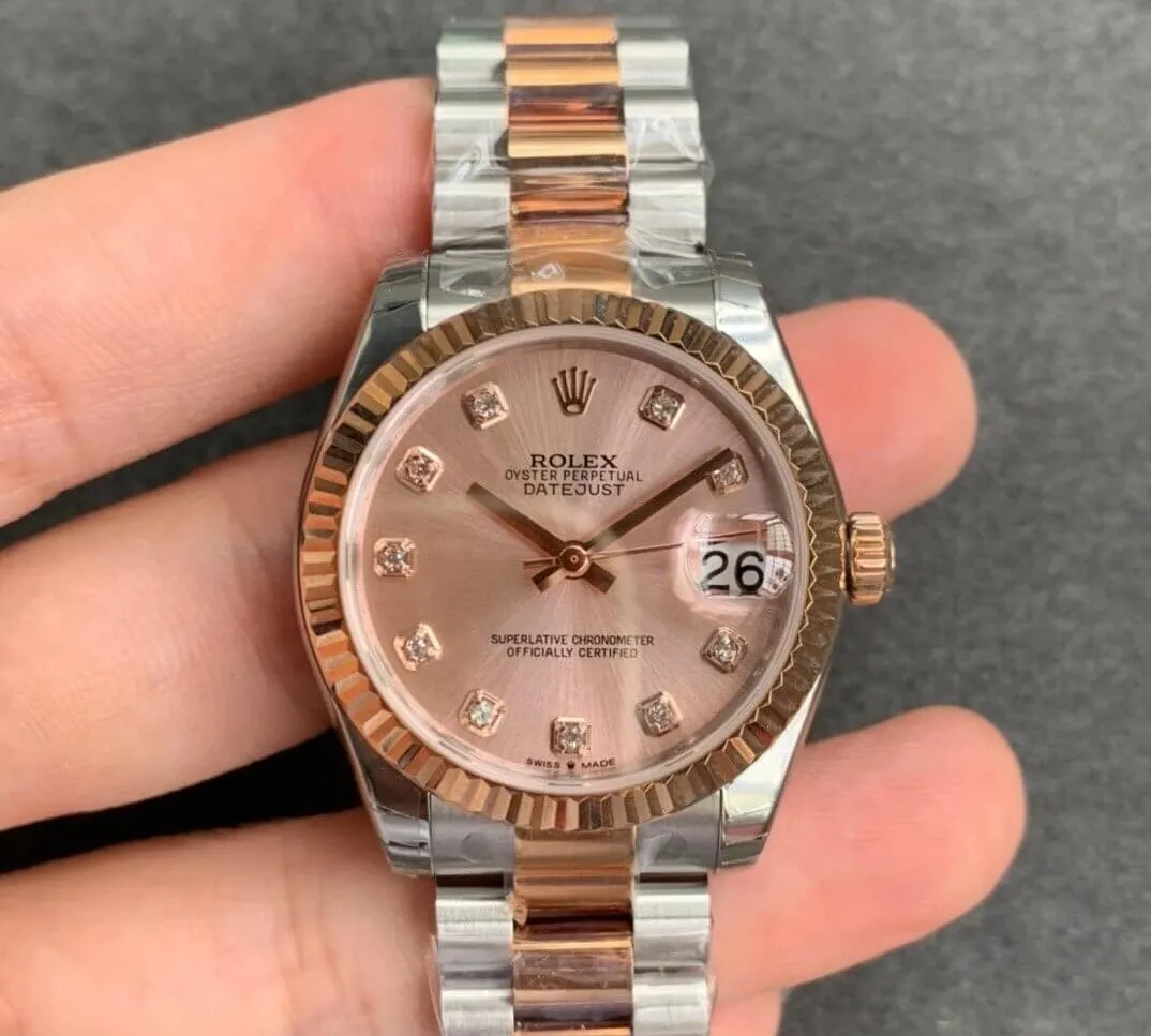 Rolex Datejust M278271-0023 GS Factory 1:1 Best Edition Replica Watch Rose Gold Diamond-Set