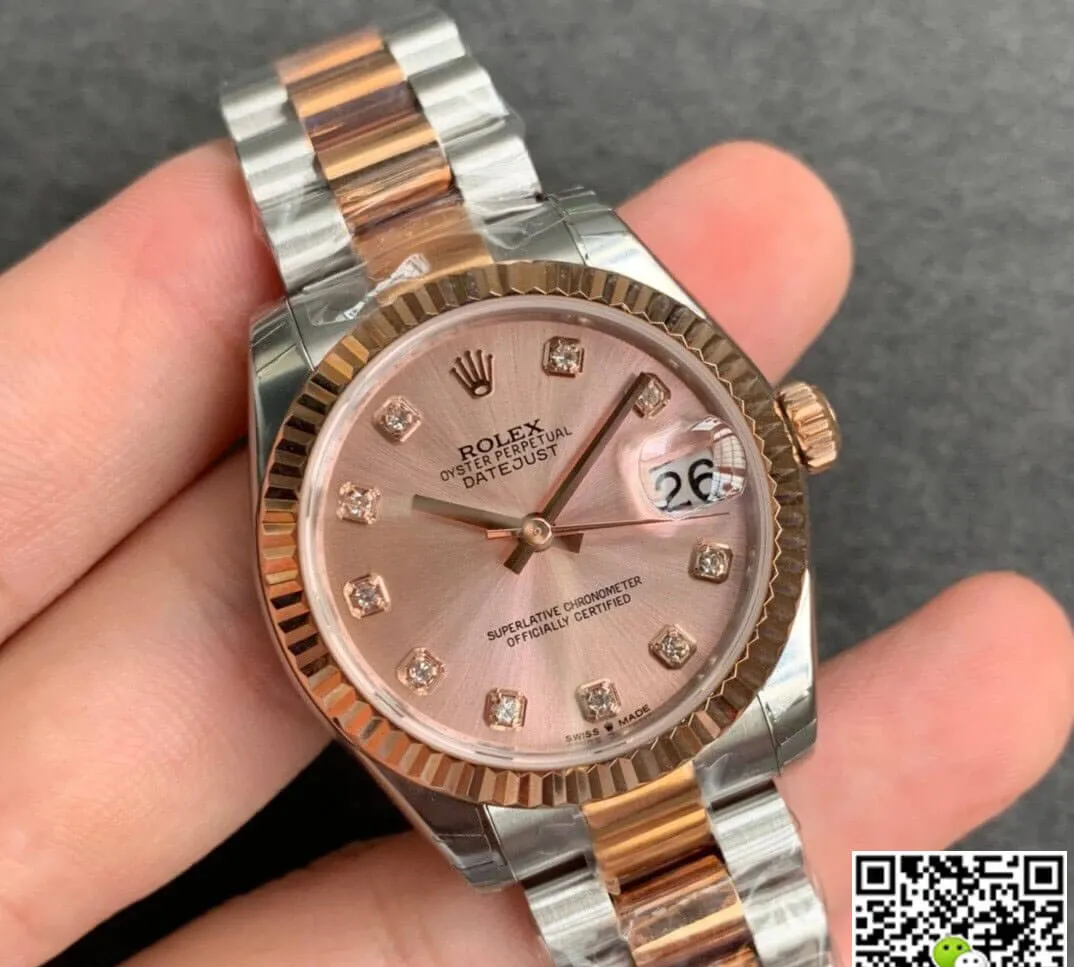 Rolex Datejust M278271-0023 GS Factory 1:1 Best Edition Replica Watch Rose Gold Diamond-Set