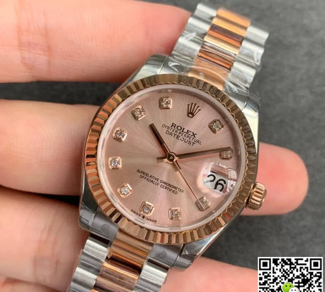 Rolex Datejust M278271-0023 GS Factory 1:1 Best Edition Replica Watch Rose Gold Diamond-Set