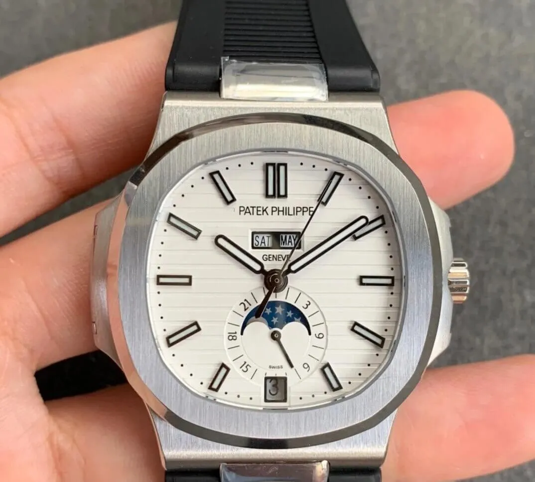 Patek Philippe Nautilus 5726 GR Factory 1:1 Best Edition Replica Watch V2 Black Strap