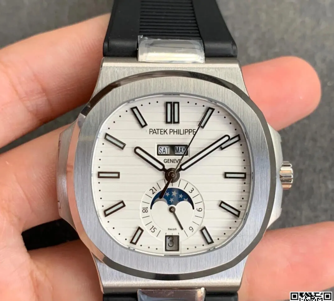 Patek Philippe Nautilus 5726 GR Factory 1:1 Best Edition Replica Watch V2 Black Strap