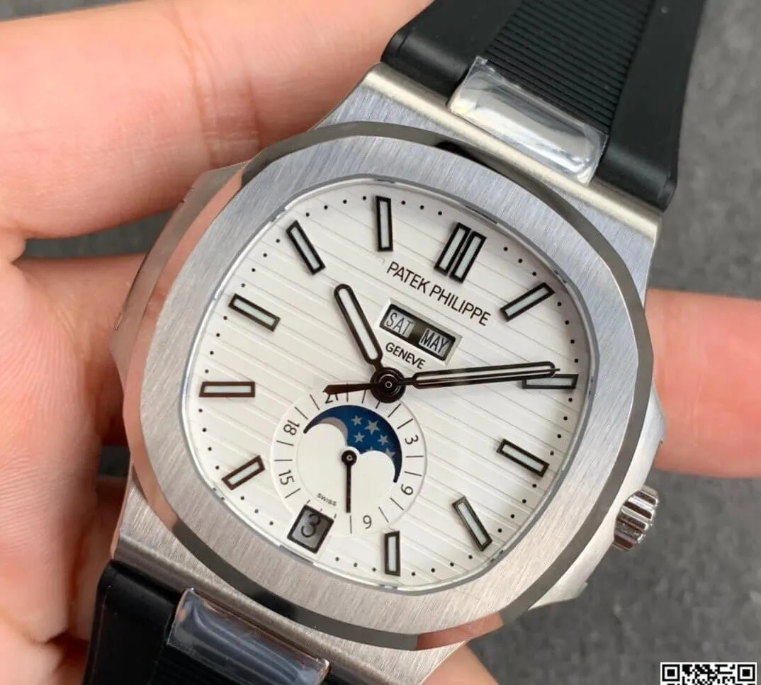 Patek Philippe Nautilus 5726 GR Factory 1:1 Best Edition Replica Watch V2 Black Strap