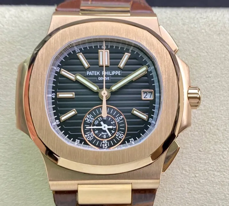 Patek Philippe Nautilus 5980 3K Factory 1:1 Best Edition Replica Watch V2 Brown Strap