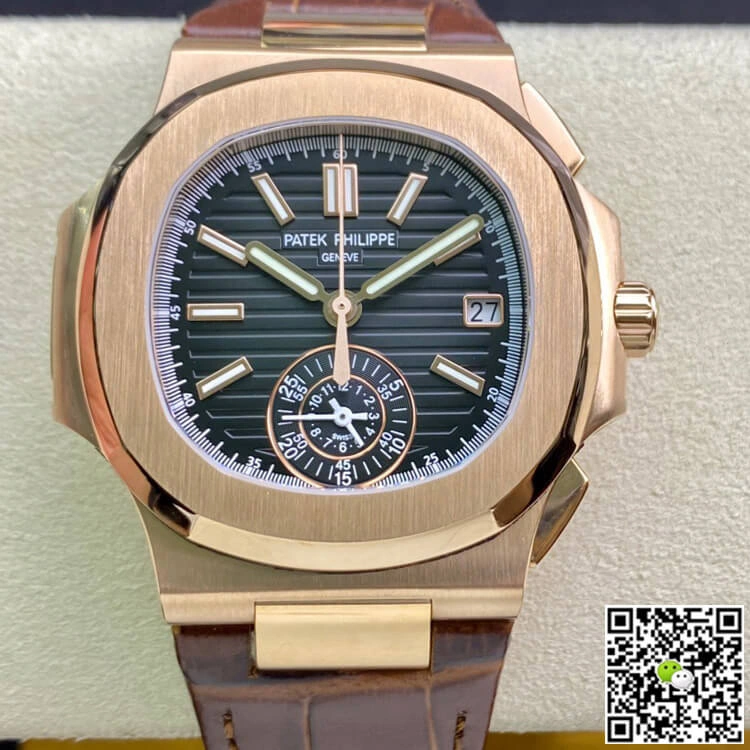 Patek Philippe Nautilus 5980 3K Factory 1:1 Best Edition Replica Watch V2 Brown Strap