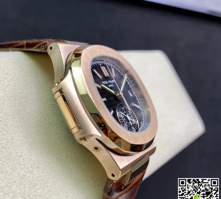 Patek Philippe Nautilus 5980 3K Factory 1:1 Best Edition Replica Watch V2 Brown Strap