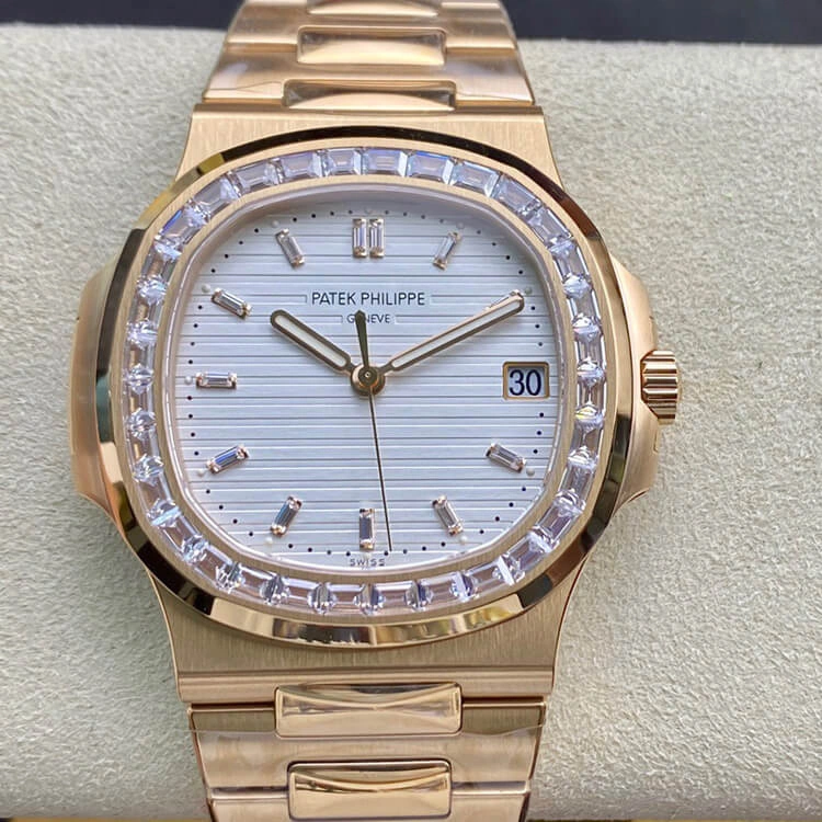 Patek Philippe Nautilus PPF Factory 1:1 Best Edition Replica Watch Gold Diamond Bezel
