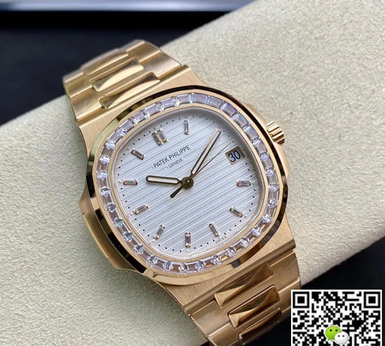 Patek Philippe Nautilus PPF Factory 1:1 Best Edition Replica Watch Gold Diamond Bezel
