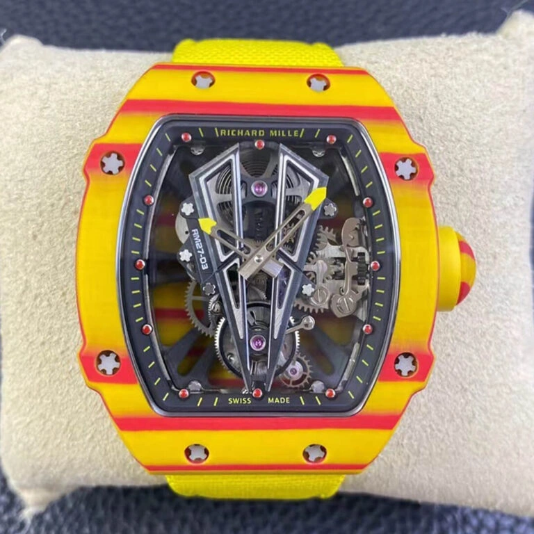 Richard Mille RM27-03 Rafael Nadal Tourbillon RM Factory 1:1 Best Edition Replica Watch Skeleton Dial Yellow Strap