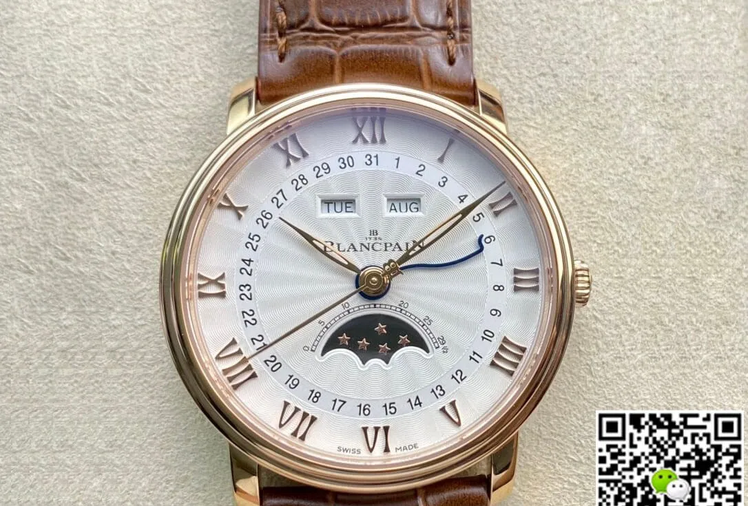Blancpain Villeret 6654 OM Factory 1:1 Best Edition Replica Watch V3 Leather Strap