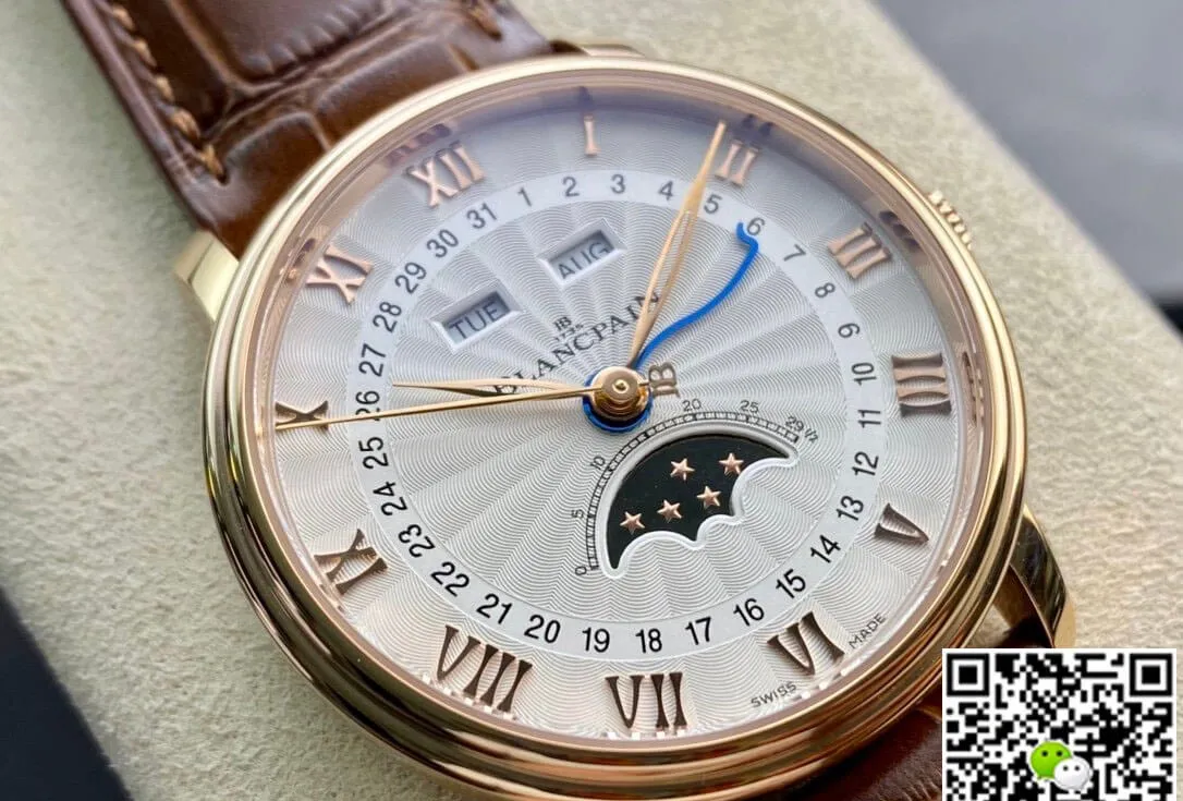 Blancpain Villeret 6654 OM Factory 1:1 Best Edition Replica Watch V3 Leather Strap