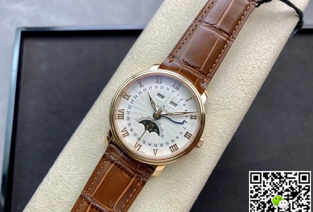 Blancpain Villeret 6654 OM Factory 1:1 Best Edition Replica Watch V3 Leather Strap
