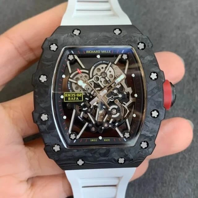 Richard Mille RM35-02 KV Factory 1:1 Best Edition Replica Watch V3 Carbon Fiber Rubber Strap