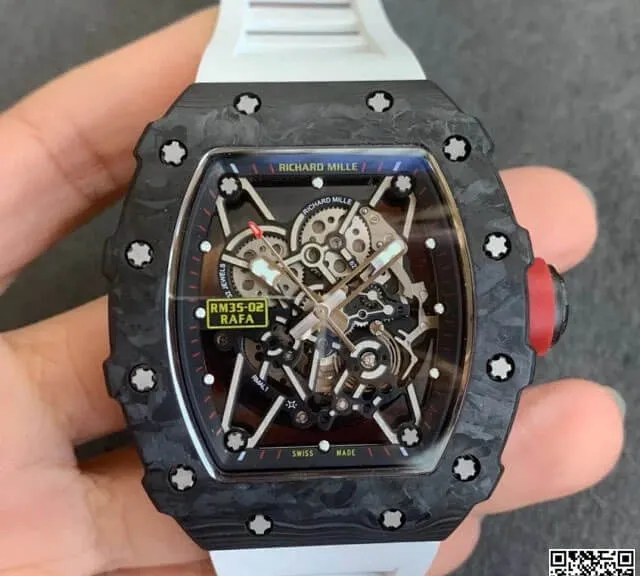 Richard Mille RM35-02 KV Factory 1:1 Best Edition Replica Watch V3 Carbon Fiber Rubber Strap