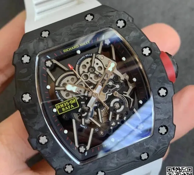 Richard Mille RM35-02 KV Factory 1:1 Best Edition Replica Watch V3 Carbon Fiber Rubber Strap