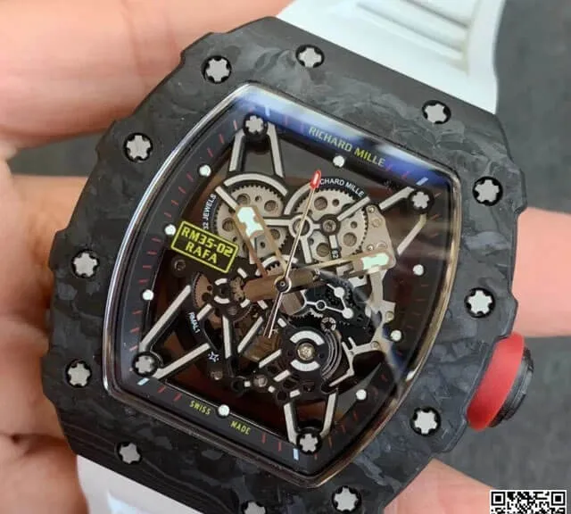 Richard Mille RM35-02 KV Factory 1:1 Best Edition Replica Watch V3 Carbon Fiber Rubber Strap