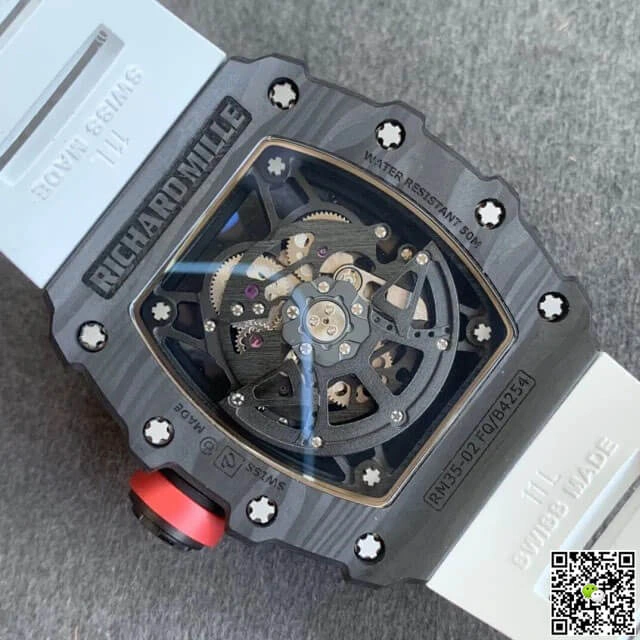 Richard Mille RM35-02 KV Factory 1:1 Best Edition Replica Watch V3 Carbon Fiber Rubber Strap