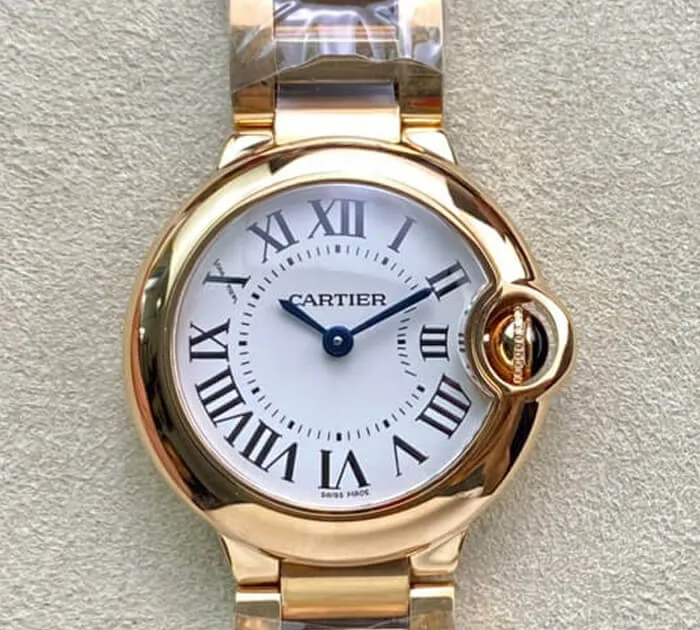 Ballon Bleu De Cartier 28MM WGBB0007 V6 Factory 1:1 Best Edition Replica Watch Gold strap